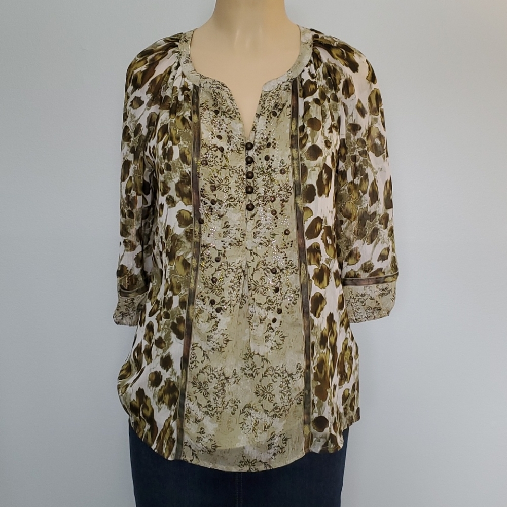 Dress Barn green flowy blouse